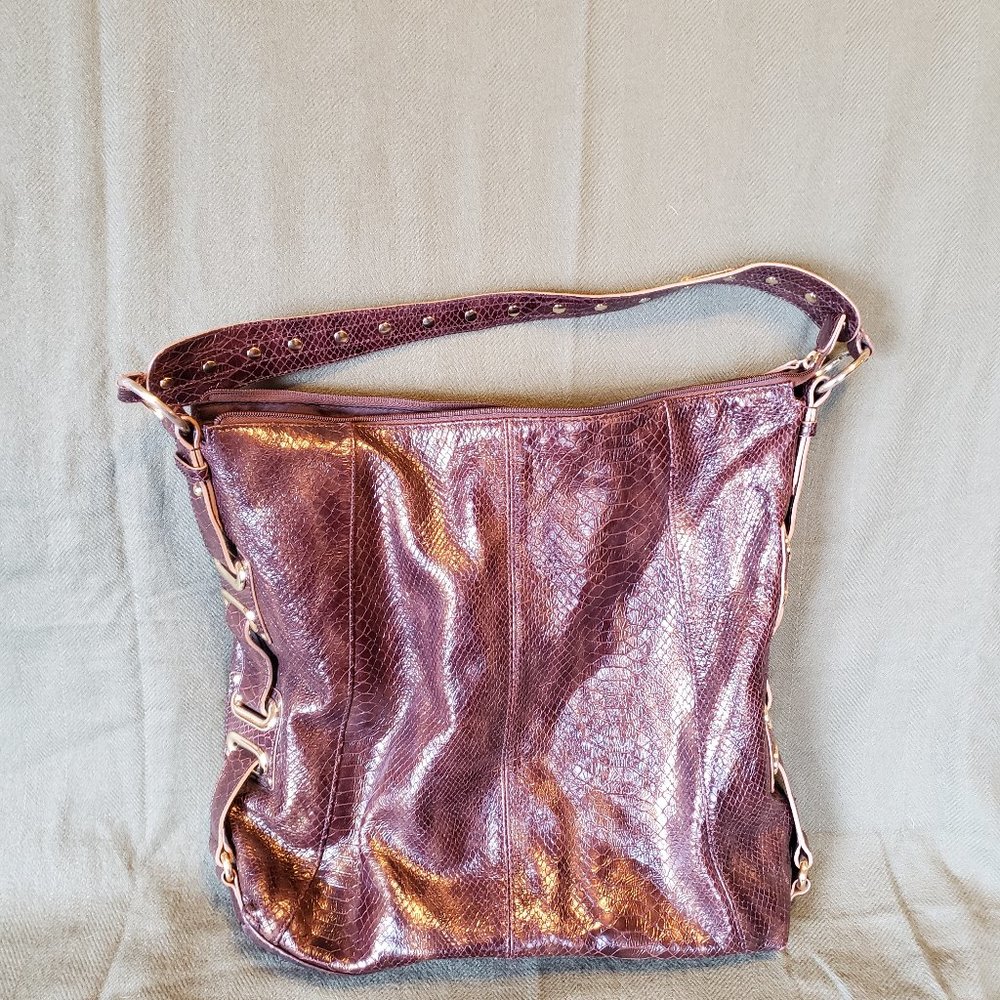 Adrienne Vittadini Copper Brown Leather Hobo